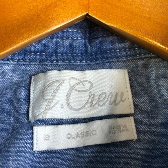 J Crew Shirt Womens 18 Blue Denim Pearl Snap Chambray Top Western Short Sleeve - Picture 3 of 9